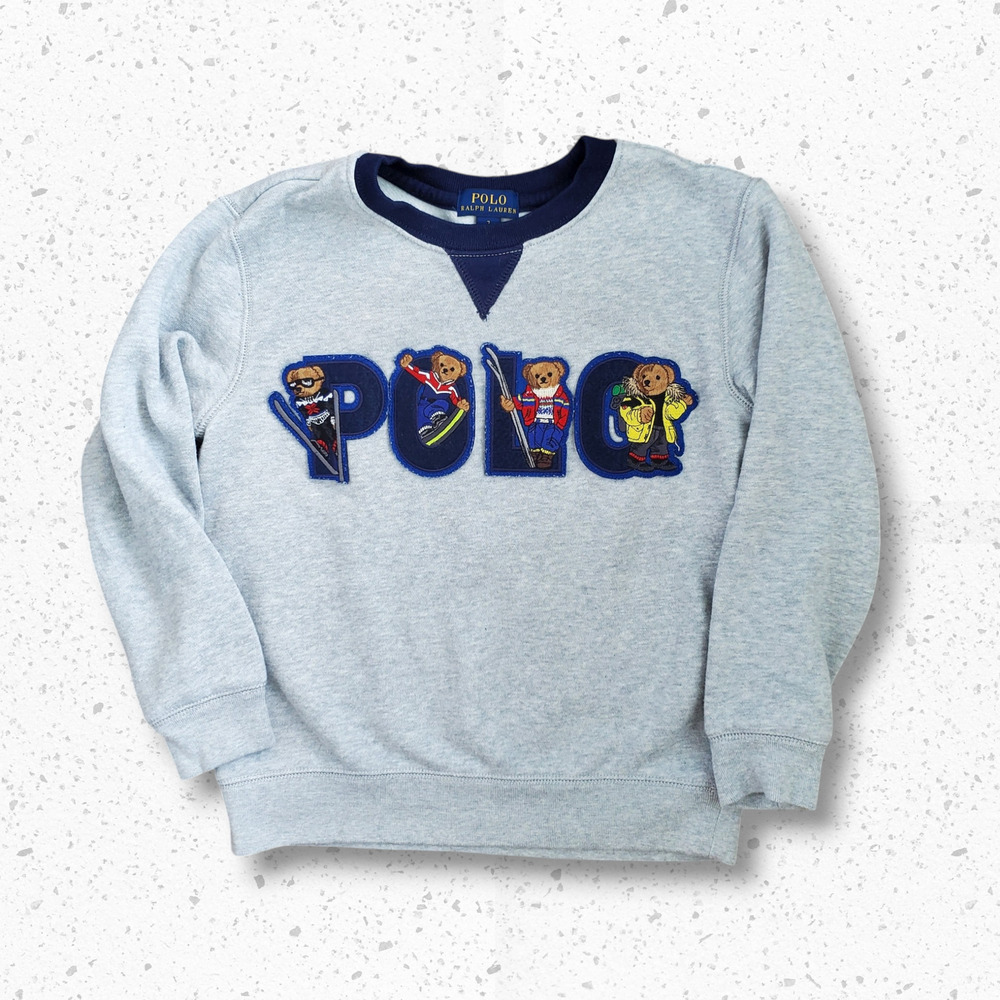 Ralph Lauren Ski Polo Bear Themed Spell Out Logo Sweatshirt Sz Youth 7